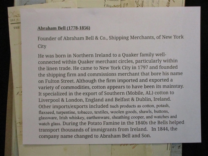 Documents/Covers, Abraham Bell & Co, NYC (Est $100-150)