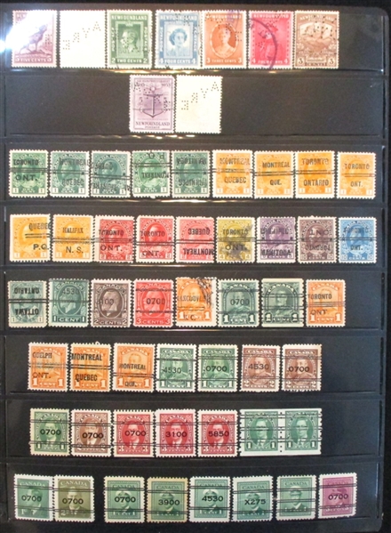 Canada and Newfoundland Perf-Ins and Precancels (Est $75-100)