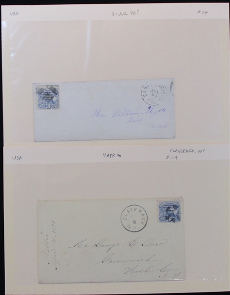USA Scott 114 Used on Cover, 10 Different (Est $50-100)