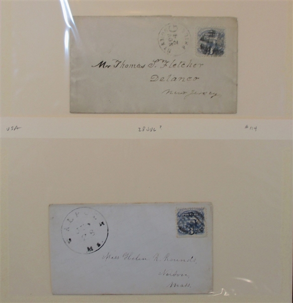 USA Scott 114 Used on Cover, 10 Different (Est $50-100)