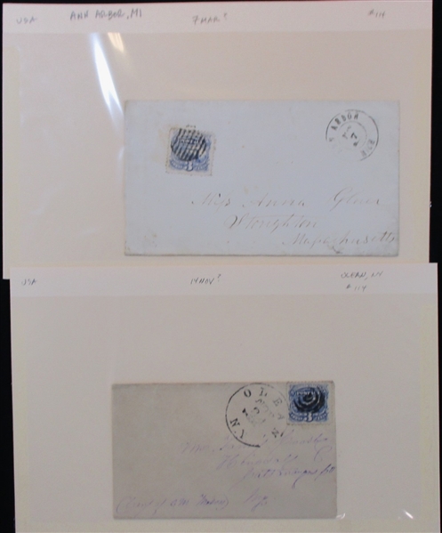 USA Scott 114 Used on Cover, 10 Different (Est $50-100)