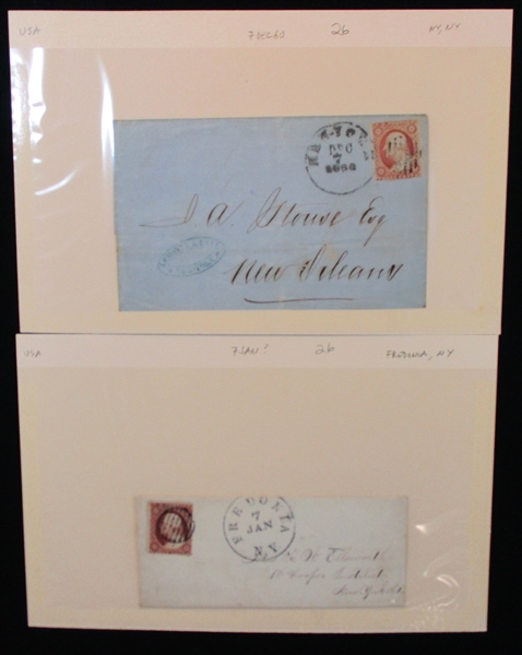 USA 1851-1857 3¢ Issues on Cover, 9 Different (Est $120-150)