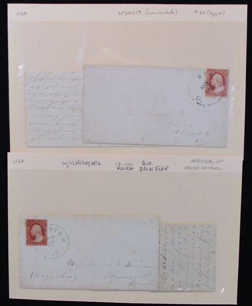 USA 1851-1857 3¢ Issues on Cover, 9 Different (Est $120-150)