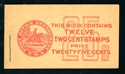 USA Scott BK58 Complete Booklet, 25¢ Red on Buff (SCV $250)