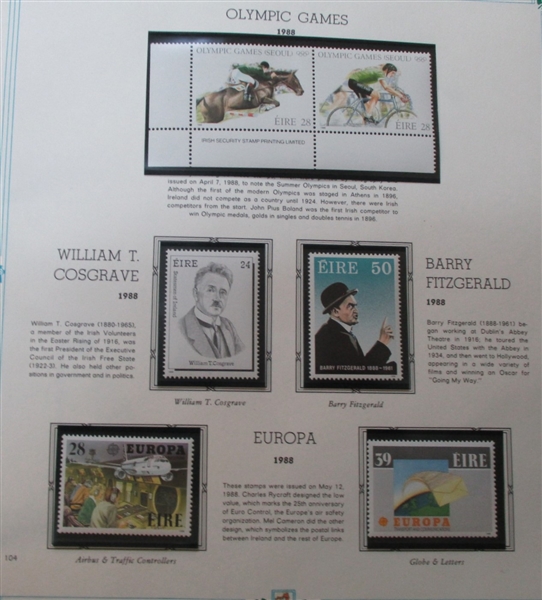 Ireland Collection on White Ace Pages to 2011 in 8 Binders (Est $1200-1500)