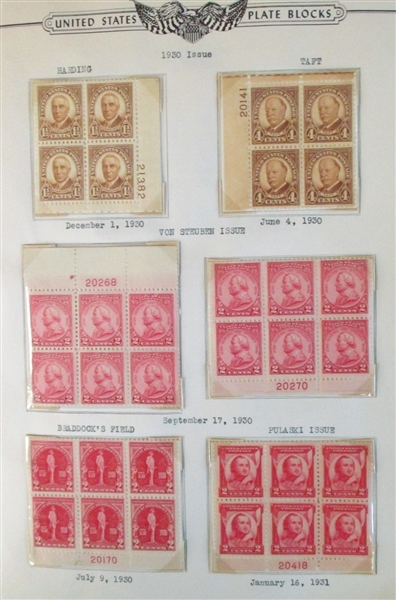 US Large Plate Block Collection, 1920-50's (Est $450-550) 