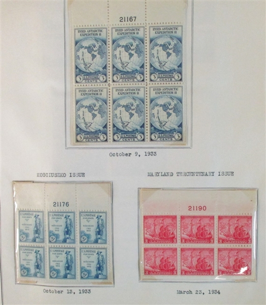 US Large Plate Block Collection, 1920-50's (Est $450-550) 