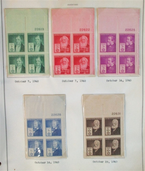 US Large Plate Block Collection, 1920-50's (Est $450-550) 