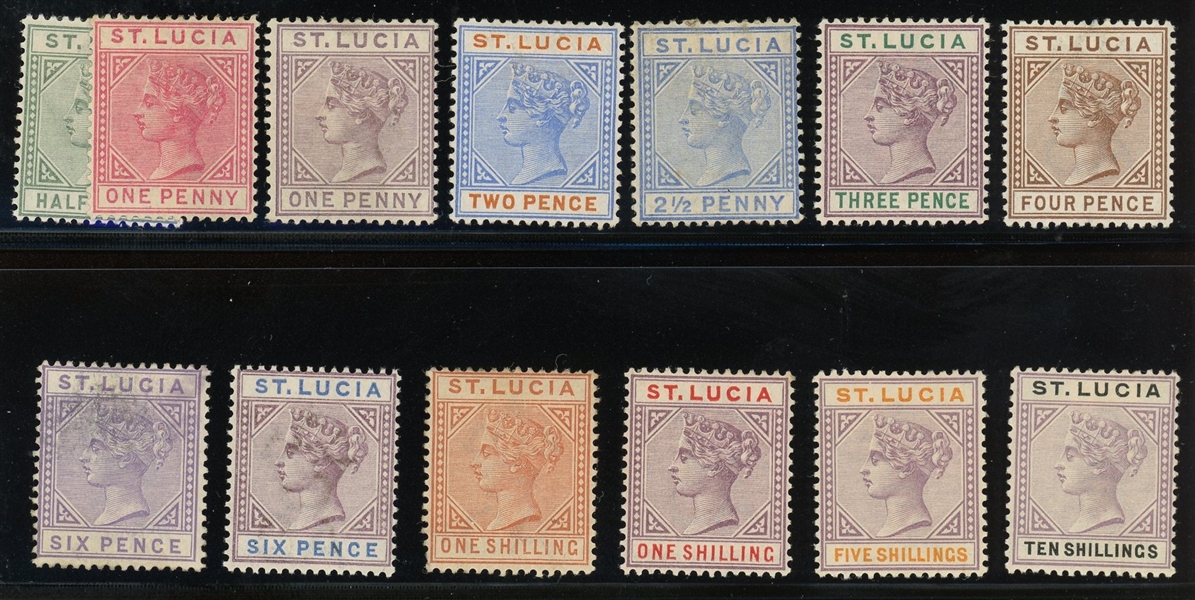 St Lucia Scott 27-39 Mostly Mint Complete Set, 1883-98 QV (SCV $983)