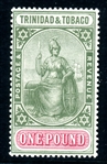 Trinidad and Tobago Scott 11 MVLH, 1914 £1 Value (SCV $325)