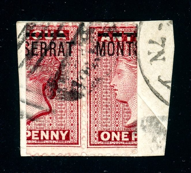 Montserrat Scott 1a Used Pair on Piece - Bisect Pair (Est $200-300)