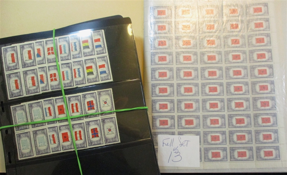 USA Scott 909-921 Sheets and Quantities, Overrun Nations (Est $120-150)