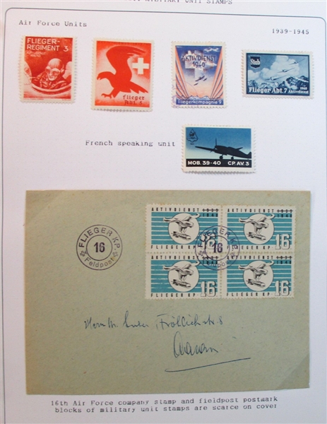 Swiss Soldier Stamp Accumulation with Albums (Est $90-120)