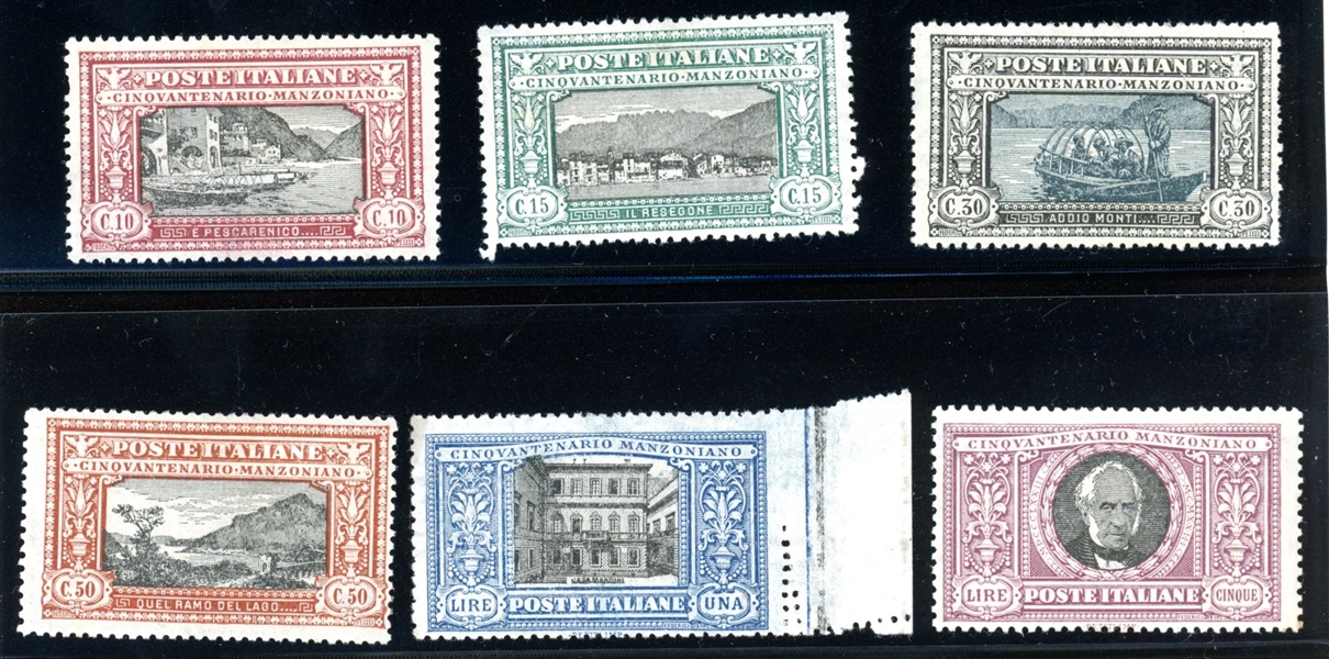Italy Scott 165-170 Unused Set, 1923 Manzoni (SCV $958)
