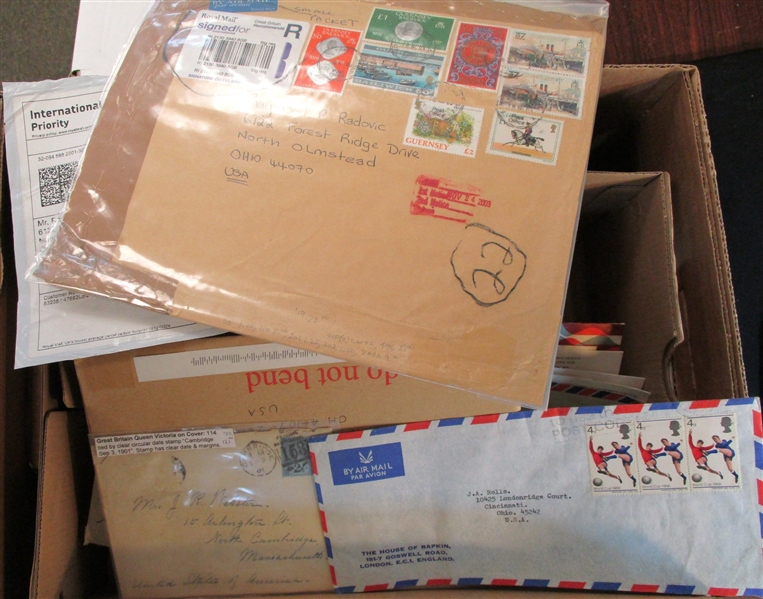 British Stamps and Covers in 2 Banker Boxes (Est $150-200)