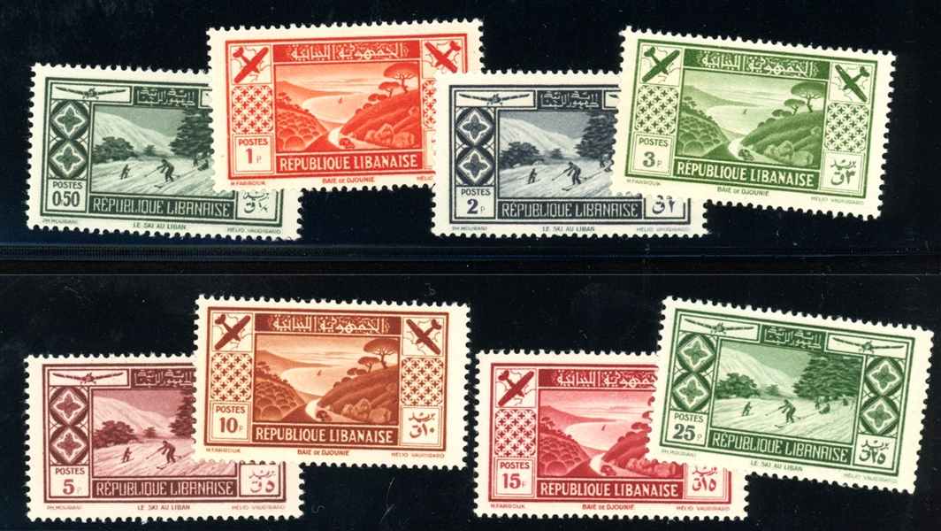 Lebanon Scott C49-C56 MNH Complete Set, 1936 Airmails (SCV $370)