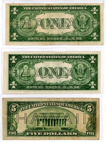Group of 5 HAWAII Emergency WW2 Notes 1934-1935 (Est $150-250)