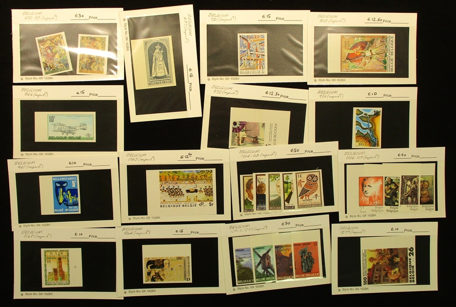 Belgium Group of Modern Imperfs on Dealer Cards (COB €1100)