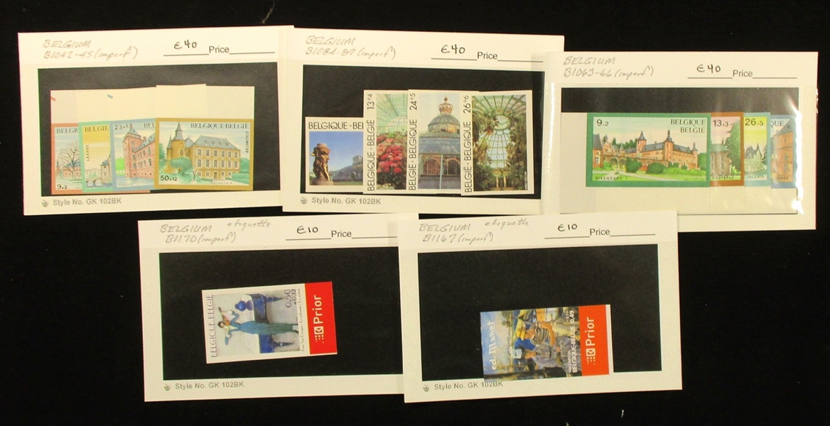 Belgium Group of Modern Imperfs on Dealer Cards (COB €1100)