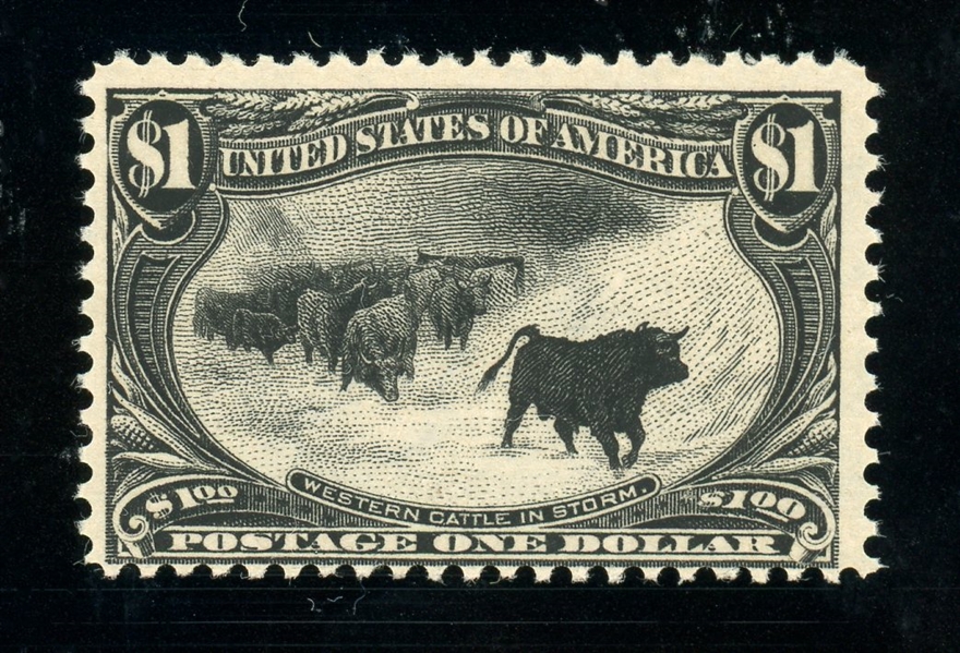 USA Scott 292 MLH Fine, Small Faults, 1898 Cattle in the Storm (SCV $1200)