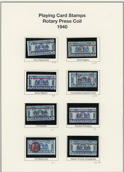 Playing Card Stamps, Rotary Press Coils, RF26-RF27A (ENV $400-450)