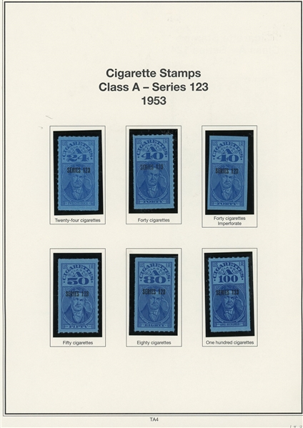 Cigarette Tax Paids, Over 70 Stamps (ENV $400-500)