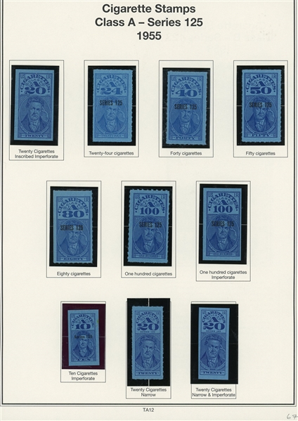 Cigarette Tax Paids, Over 70 Stamps (ENV $400-500)
