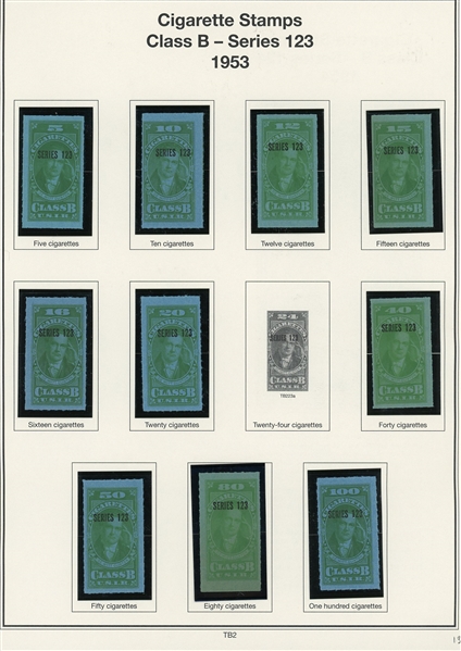 Cigarette Tax Paids, Over 70 Stamps (ENV $400-500)