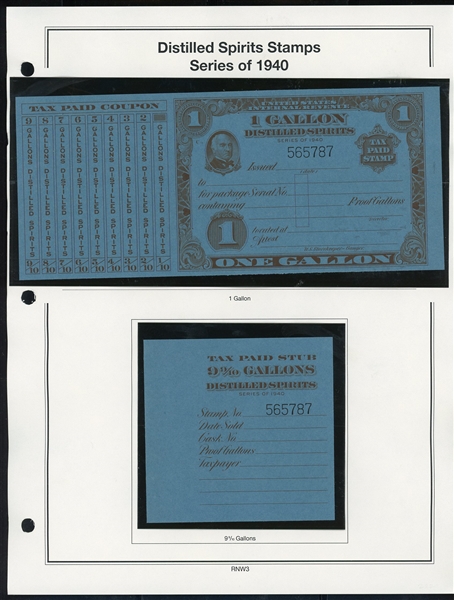 1940 Distilled Spirits Tax Paids Complete Set of 11 (ENV $200-250)