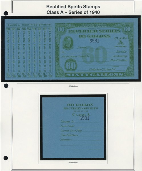 1940 Rectified Spirits Class A Tax Paids Complete Set of 13 (ENV $300-350)