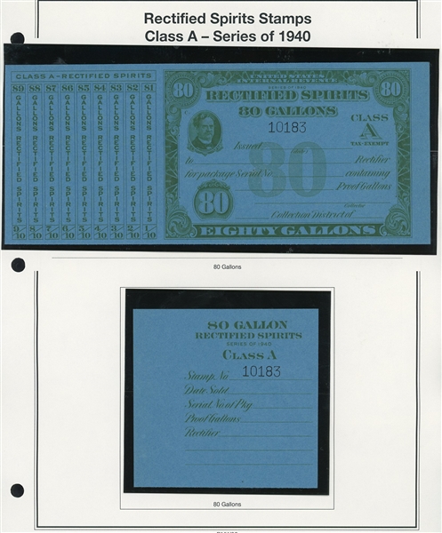 1940 Rectified Spirits Class A Tax Paids Complete Set of 13 (ENV $300-350)