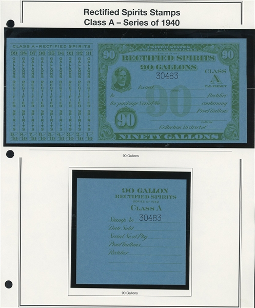1940 Rectified Spirits Class A Tax Paids Complete Set of 13 (ENV $300-350)