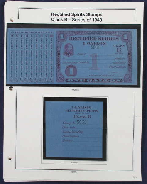1940 Rectified Spirits Class B Tax Paids Complete Set of 14 (ENV $350-400)