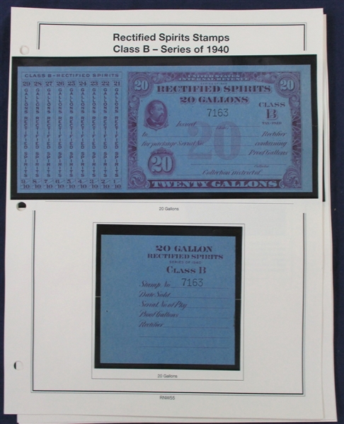 1940 Rectified Spirits Class B Tax Paids Complete Set of 14 (ENV $350-400)