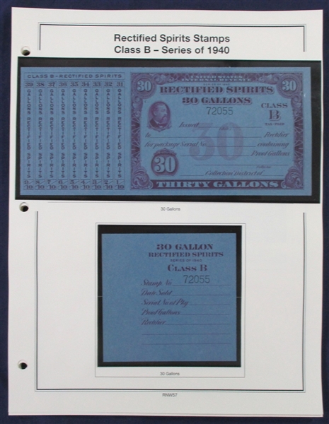 1940 Rectified Spirits Class B Tax Paids Complete Set of 14 (ENV $350-400)