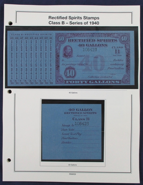 1940 Rectified Spirits Class B Tax Paids Complete Set of 14 (ENV $350-400)