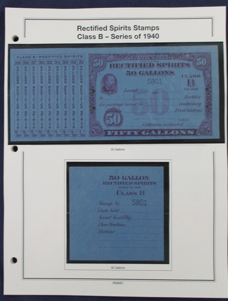1940 Rectified Spirits Class B Tax Paids Complete Set of 14 (ENV $350-400)