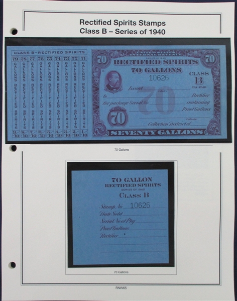 1940 Rectified Spirits Class B Tax Paids Complete Set of 14 (ENV $350-400)