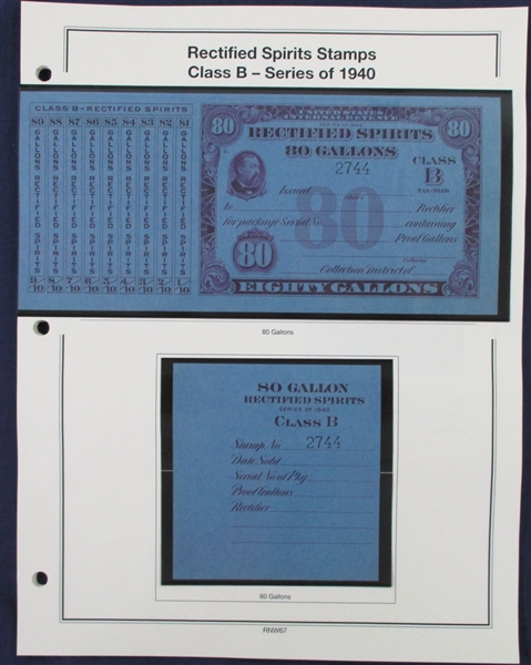 1940 Rectified Spirits Class B Tax Paids Complete Set of 14 (ENV $350-400)