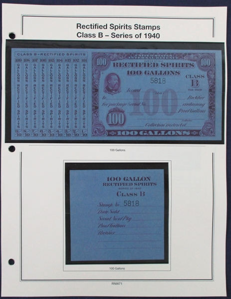 1940 Rectified Spirits Class B Tax Paids Complete Set of 14 (ENV $350-400)