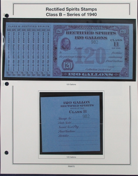 1940 Rectified Spirits Class B Tax Paids Complete Set of 14 (ENV $350-400)