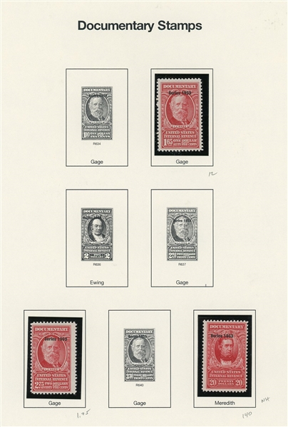 Documentary Revenue Stamps, Group of 50 1951 & 1954 Issues (SCV $850)