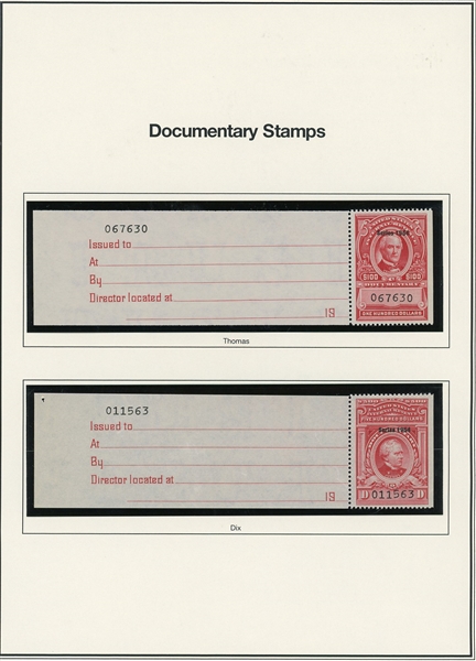 Documentary Revenue Stamps, Group of 50 1951 & 1954 Issues (SCV $850)