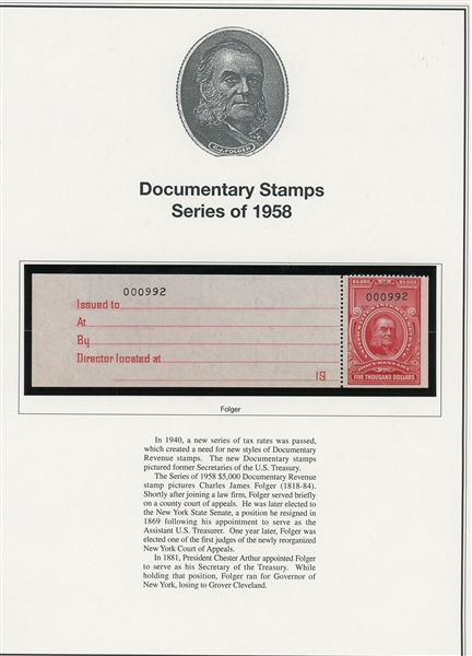 Documentary Revenue Stamps, Group of 50 1951 & 1954 Issues (SCV $850)