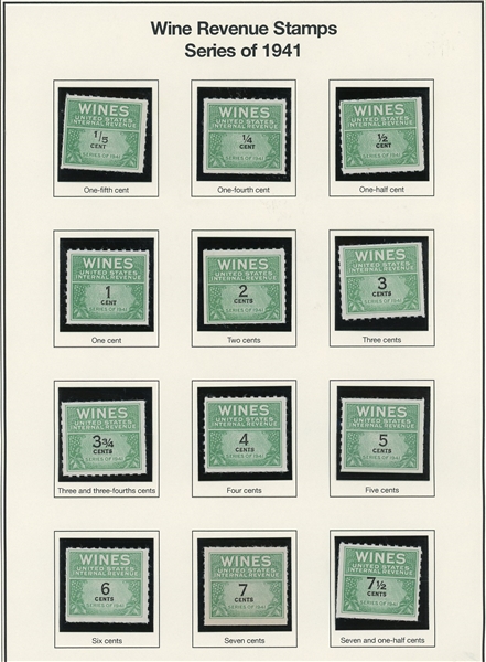 Fabulous Wine Revenue Stamp Collection on Mystic Pages (SCV $3000+)