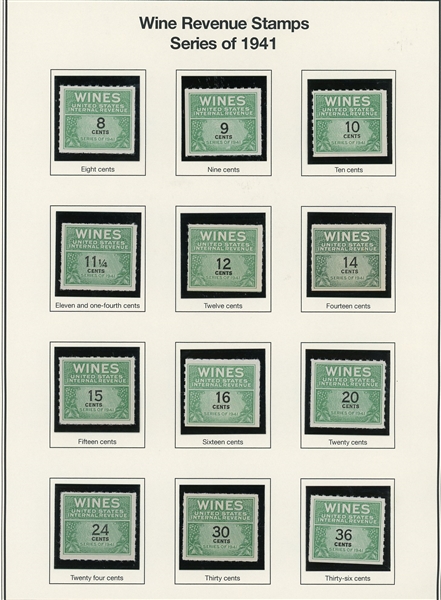 Fabulous Wine Revenue Stamp Collection on Mystic Pages (SCV $3000+)