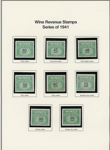 Fabulous Wine Revenue Stamp Collection on Mystic Pages (SCV $3000+)