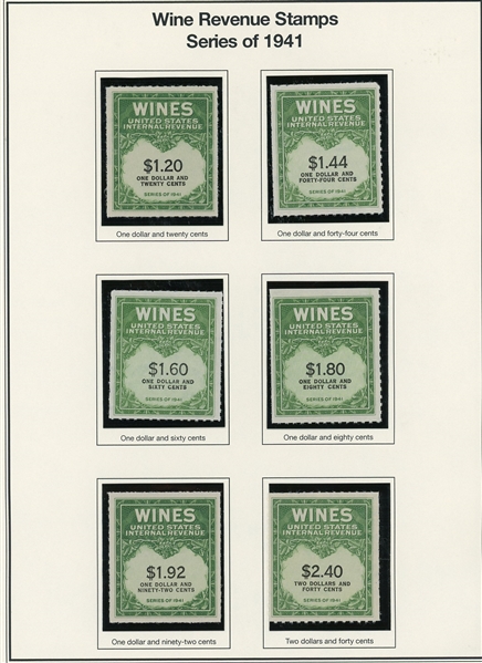 Fabulous Wine Revenue Stamp Collection on Mystic Pages (SCV $3000+)