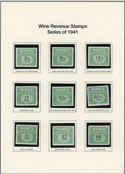 Fabulous Wine Revenue Stamp Collection on Mystic Pages (SCV $3000+)