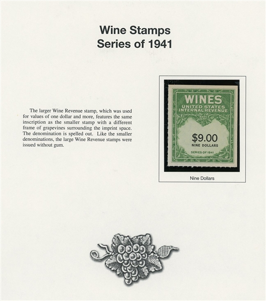 Fabulous Wine Revenue Stamp Collection on Mystic Pages (SCV $3000+)
